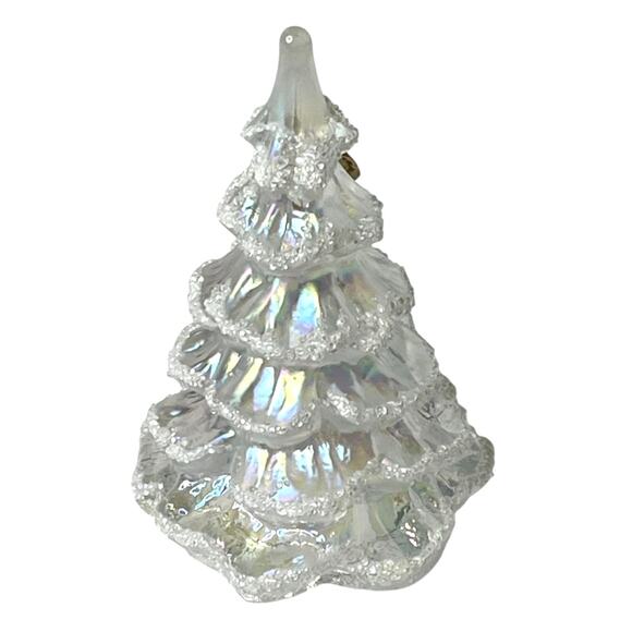 Fenton Glass TREE FIGURINE 3” Iridescent White Snow Flocked Gold Partridge Bird - Picture 4 of 8